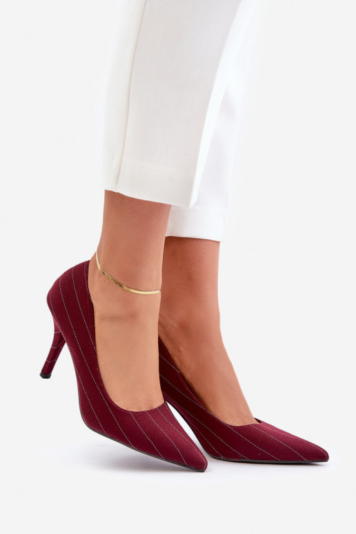 Textilní dámské lodičky v pruhovaném bordó Tifidra Textilní dámské lodičky v pruhovaném bordó Tifidra