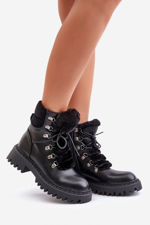 Zateplené kotníkové boty na zip z eko kůže černé Willatta Zateplené kotníkové boty na zip z eko kůže černé Willatta