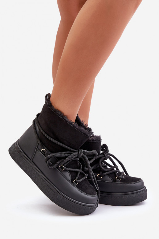 Dámské Sněhule Na Platformě Zateplené Kožíškem Černé Aziara Dámské Sněhule Na Platformě Zateplené Kožíškem Černé Aziara