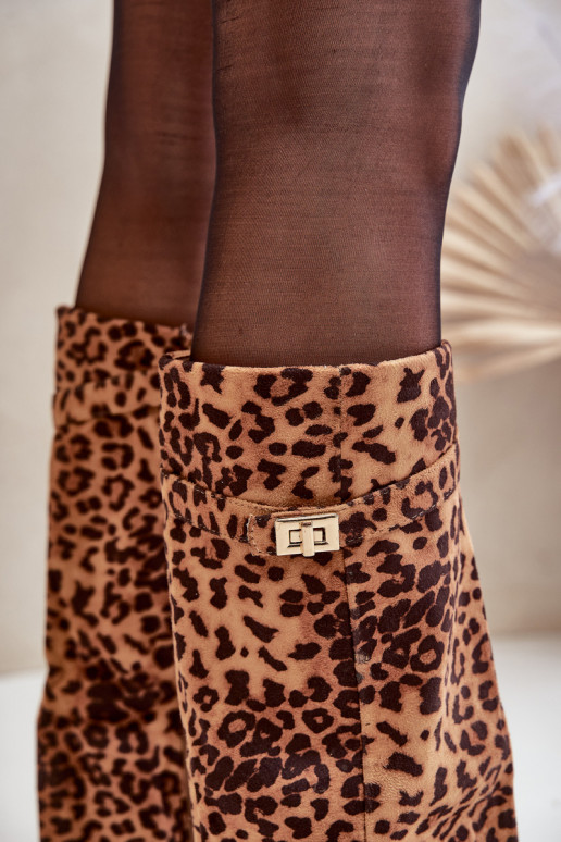 Dámské Kozačky Na Podpatku Před Kolena Leopardí Hnědé Portora Dámské Kozačky Na Podpatku Před Kolena Leopardí Hnědé Portora