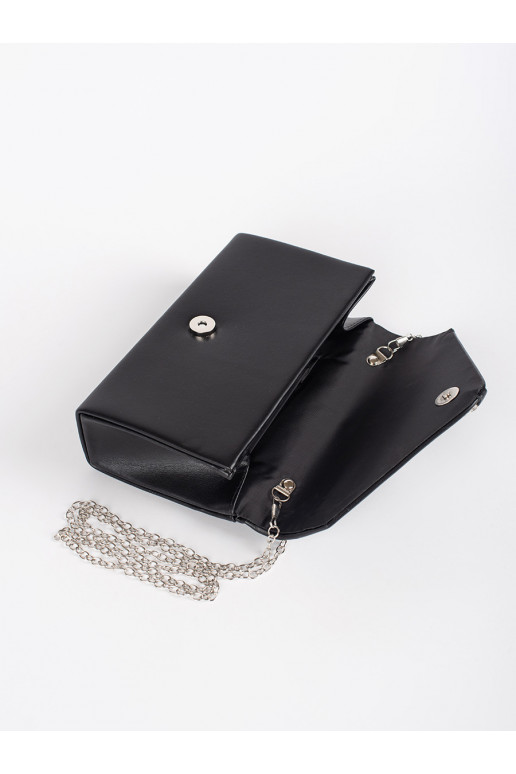 Černá listová kabelka zdobená krystalky