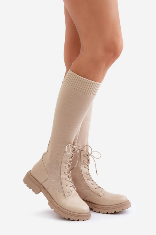 Šněrovací kozačky s elastickým svrškem černé Vamilena Šněrovací kozačky s elastickým svrškem černé Vamilena