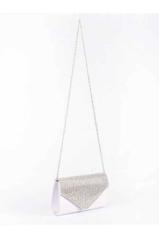 Malá stříbrná listová kabelka zdobená krystalky