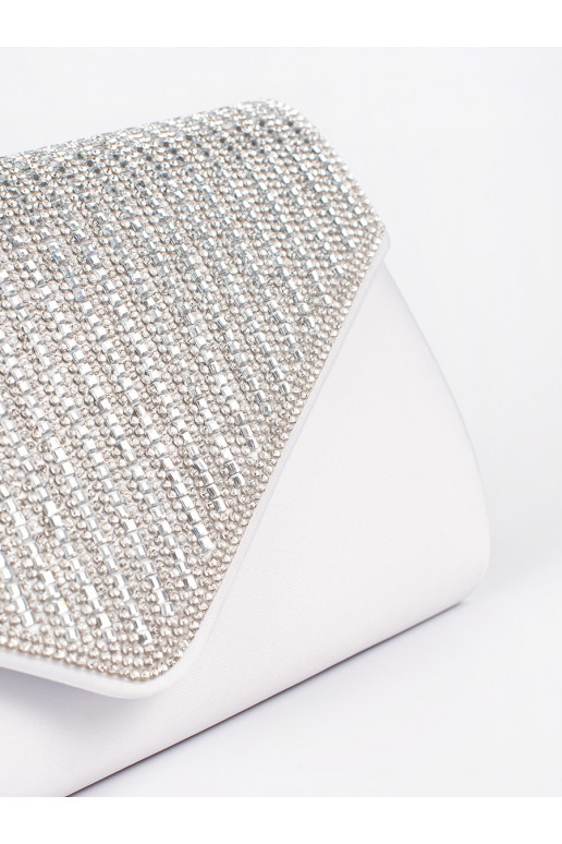 Malá stříbrná listová kabelka zdobená krystalky