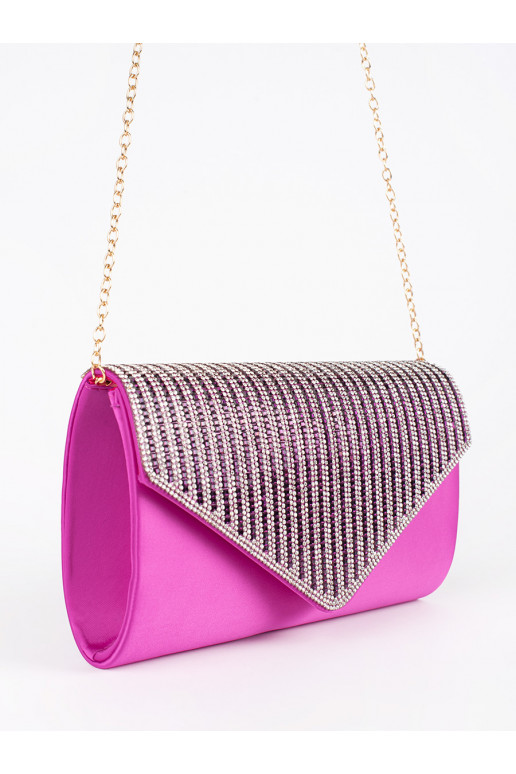 Malá fialová listová kabelka zdobená krystalky