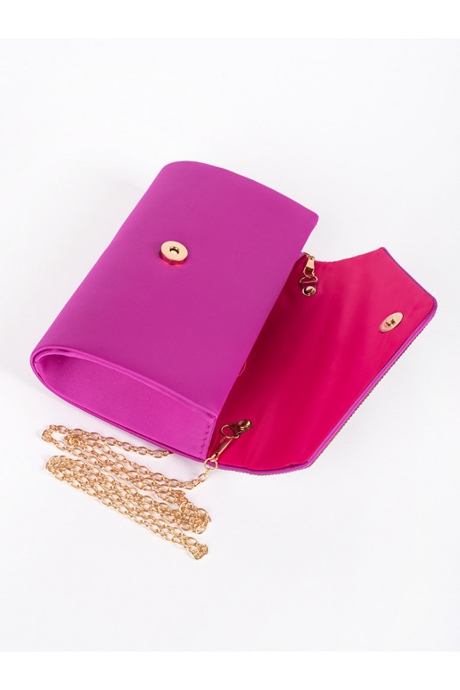 Malá fialová listová kabelka zdobená krystalky