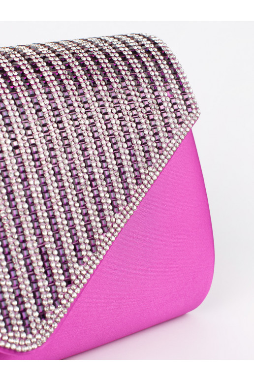 Malá fialová listová kabelka zdobená krystalky