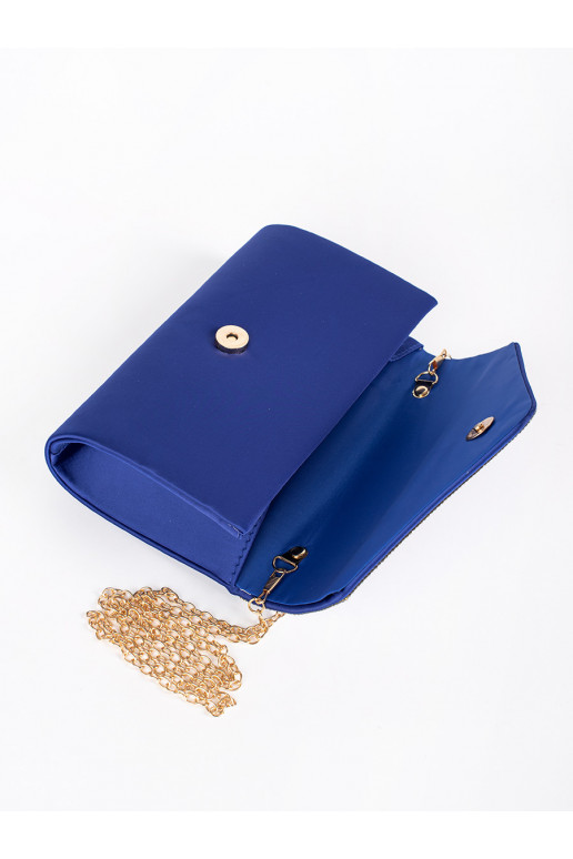 Malá modrá listová kabelka zdobená krystalky