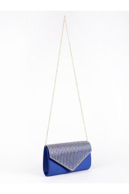 Malá modrá listová kabelka zdobená krystalky