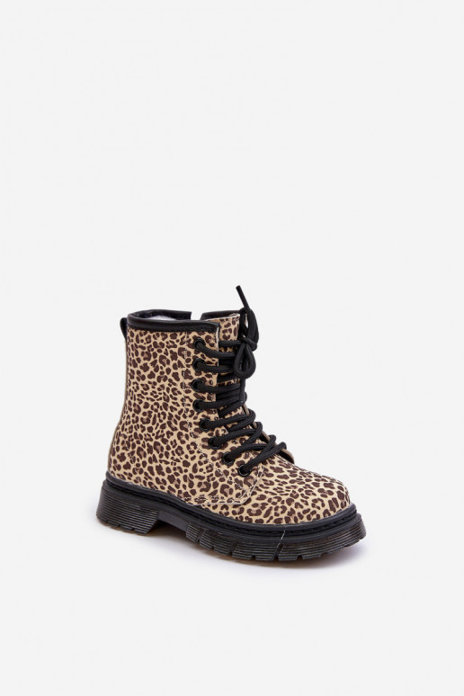 Zateplené dívčí botky s leopardím vzorem béžové Nelanna Zateplené dívčí botky s leopardím vzorem béžové Nelanna
