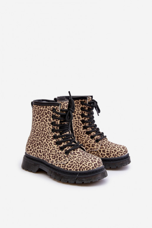 Zateplené dívčí botky s leopardím vzorem béžové Nelanna Zateplené dívčí botky s leopardím vzorem béžové Nelanna