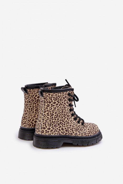 Zateplené dívčí botky s leopardím vzorem béžové Nelanna Zateplené dívčí botky s leopardím vzorem béžové Nelanna