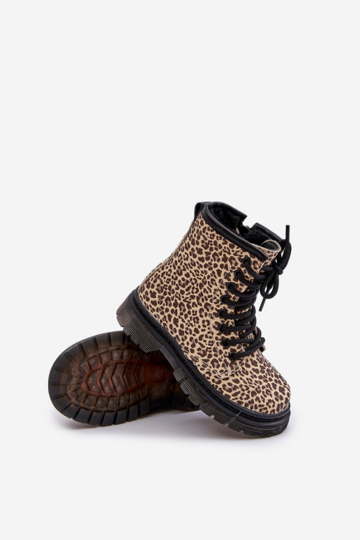 Zateplené dívčí botky s leopardím vzorem béžové Nelanna Zateplené dívčí botky s leopardím vzorem béžové Nelanna