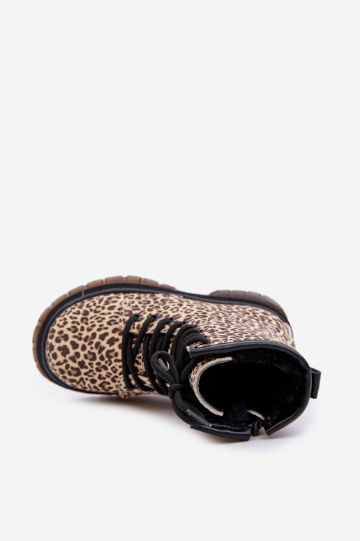 Zateplené dívčí botky s leopardím vzorem béžové Nelanna Zateplené dívčí botky s leopardím vzorem béžové Nelanna
