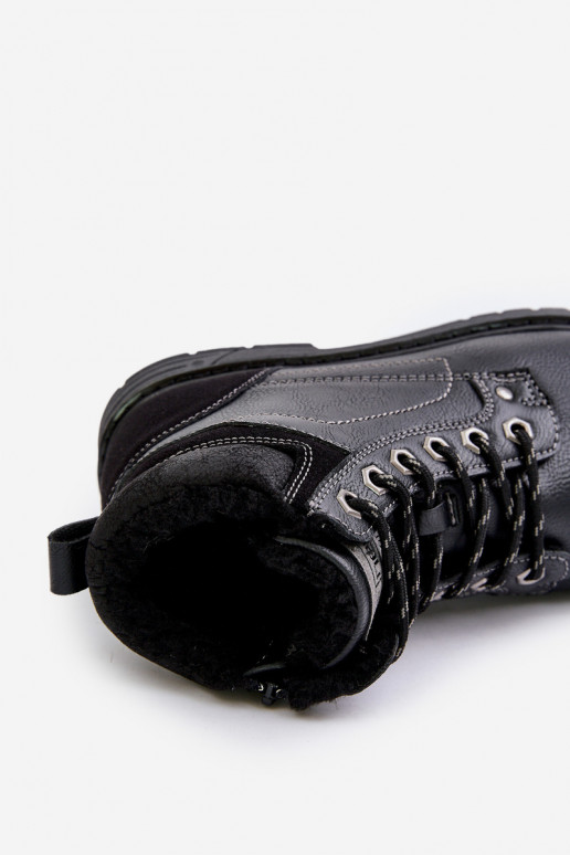 Zateplené pánské boty z eko kůže černé Venredia