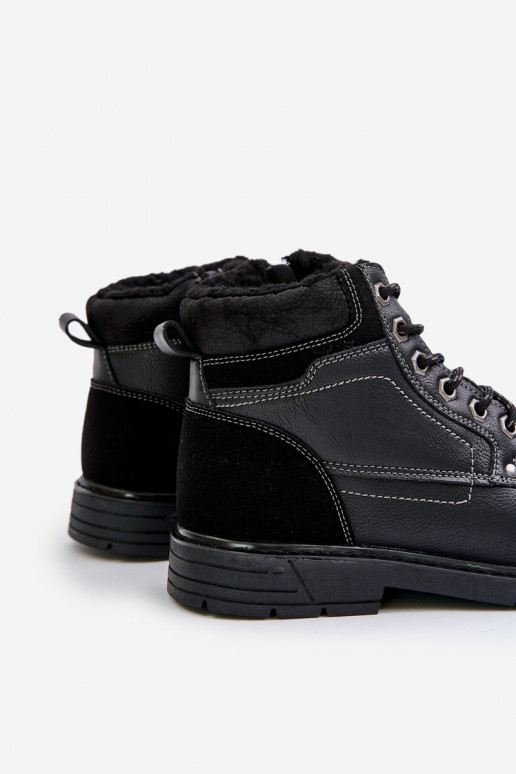 Zateplené pánské boty z eko kůže černé Venredia