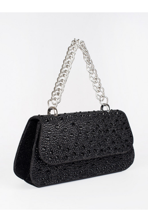 Černá malá flitrová kabelka se stříbrným uchem