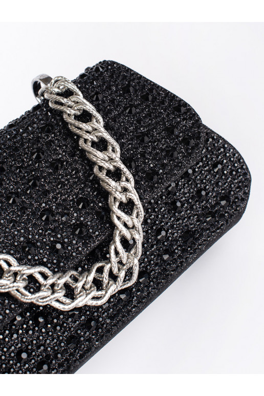 Černá malá flitrová kabelka se stříbrným uchem