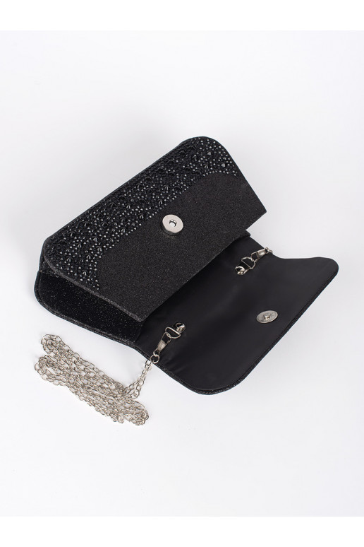 Černá malá flitrová kabelka se stříbrným uchem