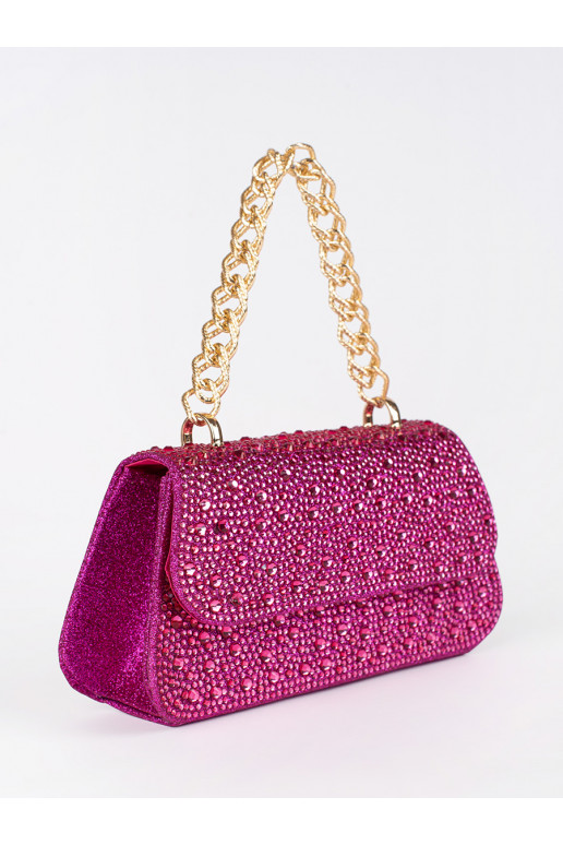 Fialová malá flitrová kabelka se zlatým uchem