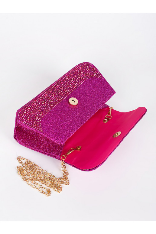 Fialová malá flitrová kabelka se zlatým uchem