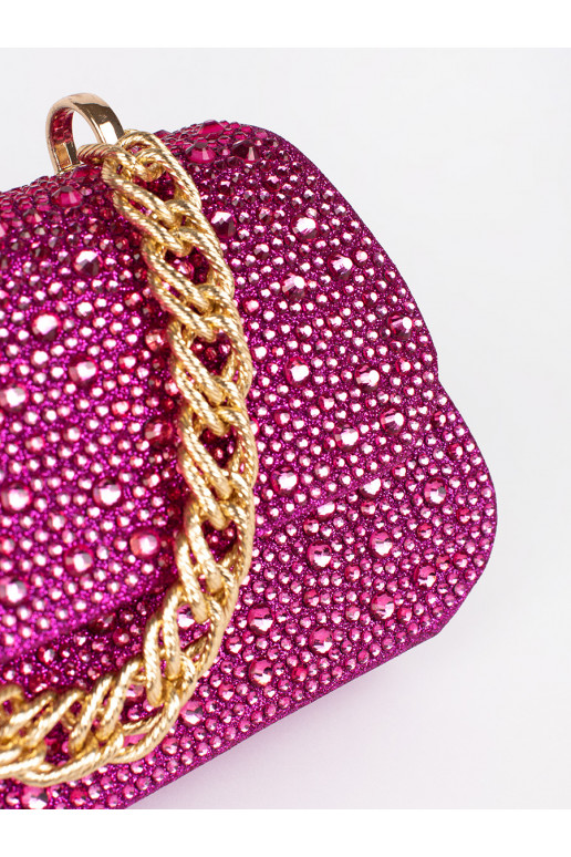 Fialová malá flitrová kabelka se zlatým uchem