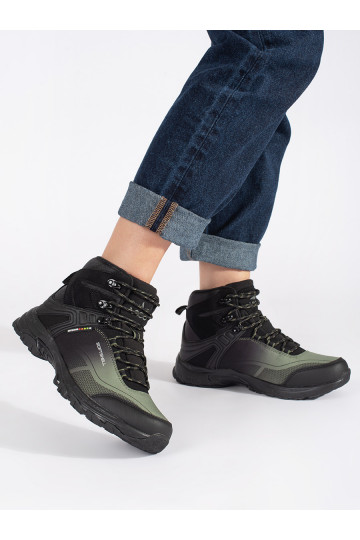Černo-zelene trekové boty 2