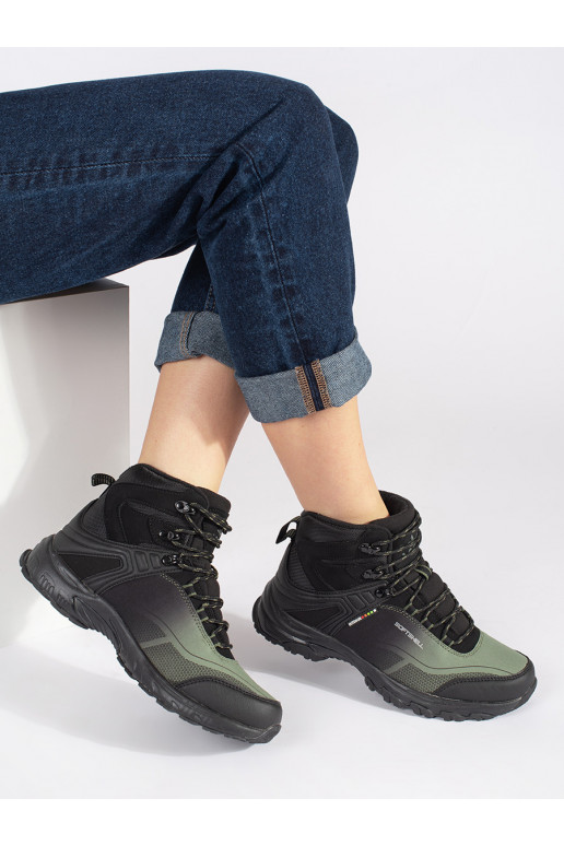 Černo-zelene trekové boty