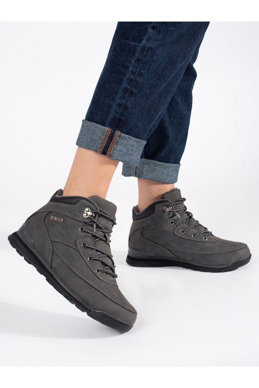 Šedé zateplené boty traperky