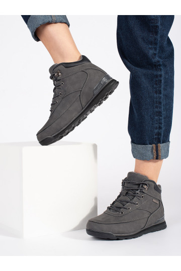 Šedé zateplené boty traperky 2
