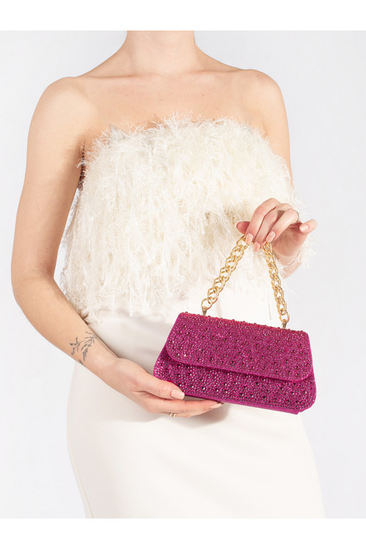 Fialová malá flitrová kabelka se zlatým uchem