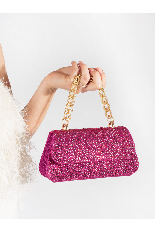 Fialová malá flitrová kabelka se zlatým uchem