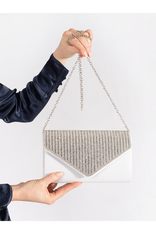 Malá stříbrná listová kabelka zdobená krystalky