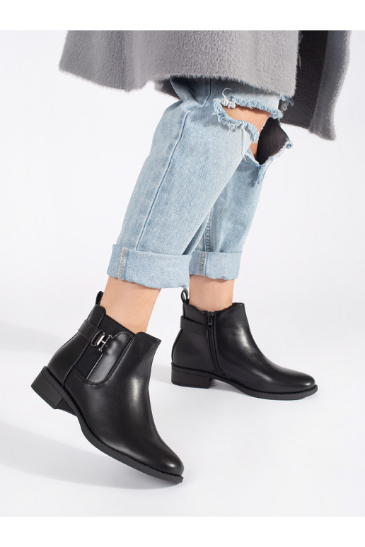 Černé kotníkové dámské štibletky na plochém podpatku