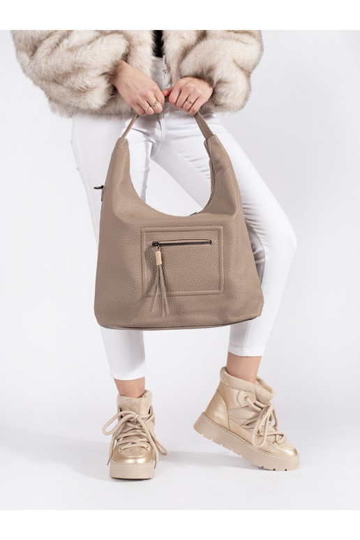 Světle béžové šněrovací dámské sněhule na hrubé podrážce