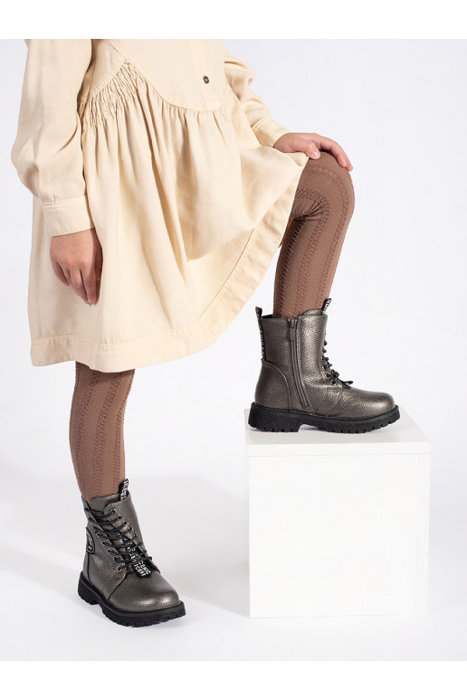 Dívčí zateplené kotníkové boty se šněrováním