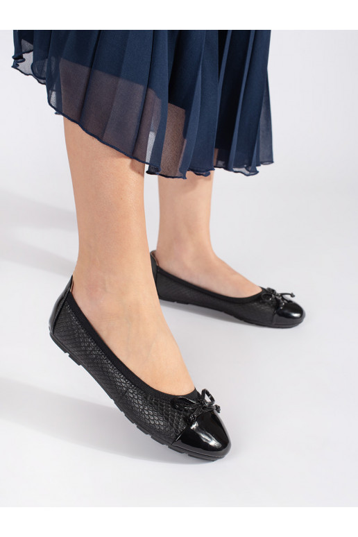 Černé lakované baleríny s mašličkou