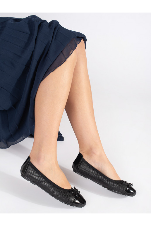 Černé lakované baleríny s mašličkou