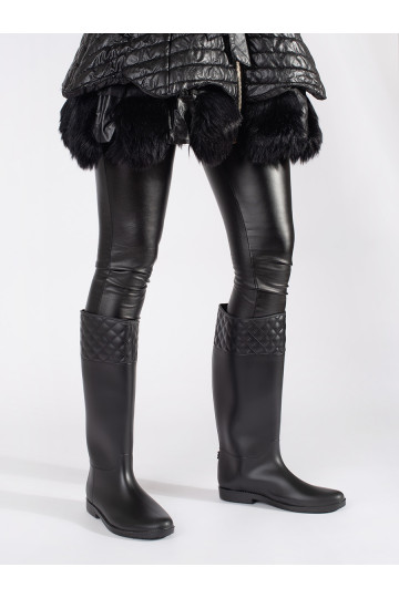 Černé matné dámské vysoké holínky 2