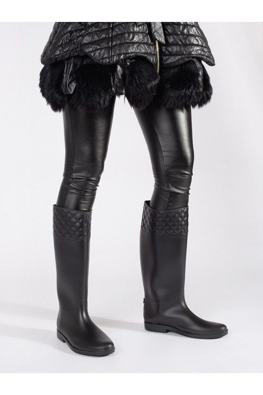 Černé matné dámské vysoké holínky