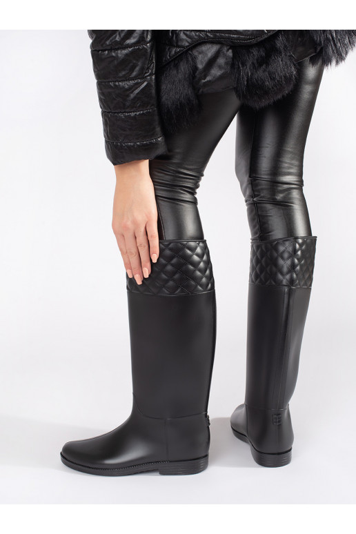 Černé matné dámské vysoké holínky