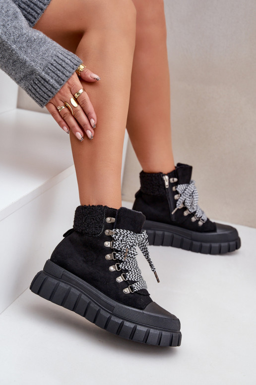 Dámské Zateplené Botky Trapery Na Platformě Černé Alcyhen Dámské Zateplené Botky Trapery Na Platformě Černé Alcyhen