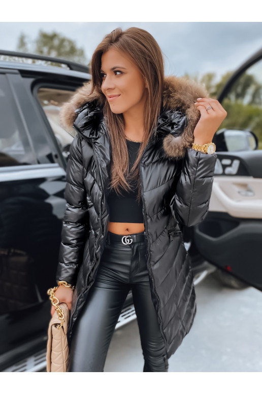 Černá dámská prošívaná zimní bunda s...