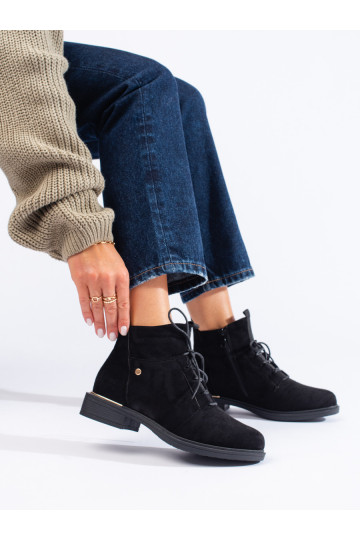 Semišové dámské kotníkové boty na šněrování 2