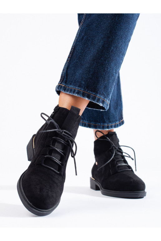 Semišové dámské kotníkové boty na šněrování