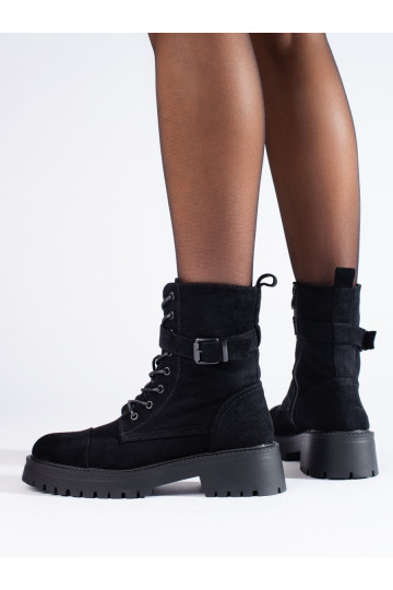 Semišové workery s přezkou dámské 2