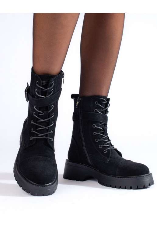 Semišové workery s přezkou dámské