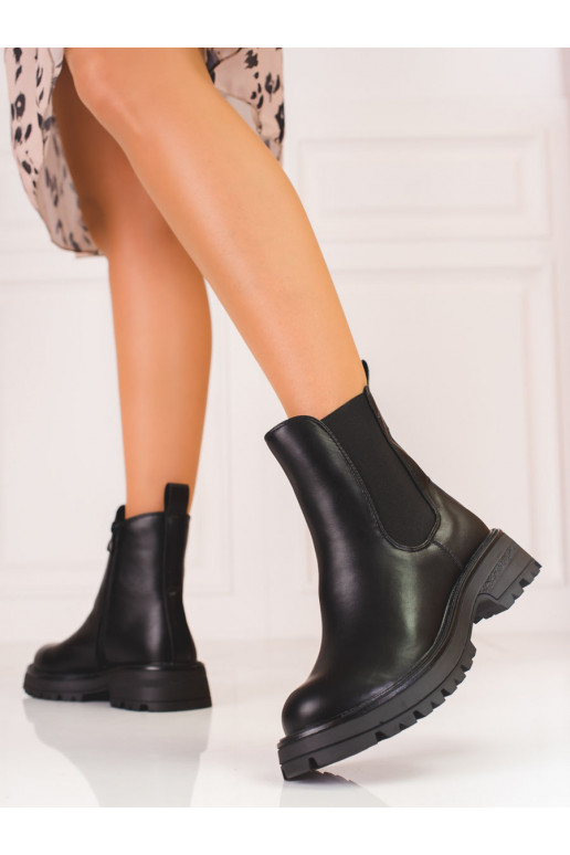 Dámské boty štibletky černé na platformě