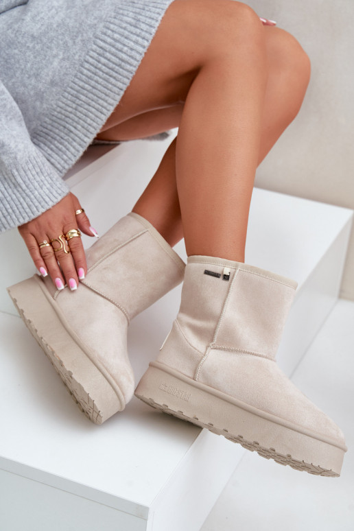 Vysoké dámské sněhule na platformě Big Star OO274897 světle béžové Vysoké dámské sněhule na platformě Big Star OO274897 světle béžové