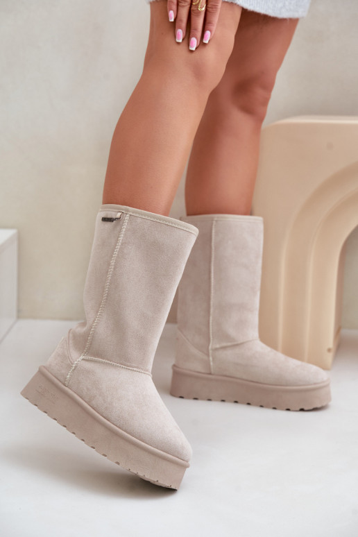 Vysoké Sněhule Na Platformě Big Star OO274894 Světle Béžové Vysoké Sněhule Na Platformě Big Star OO274894 Světle Béžové